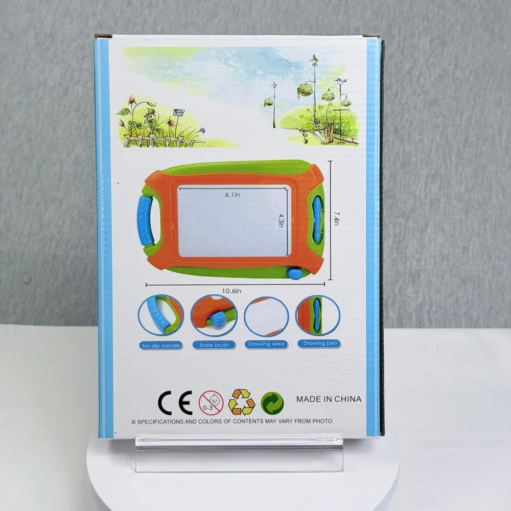 Vivify Magnetic Drawing Board Toddler Erasable Doodle Sketch Pad Orange Green